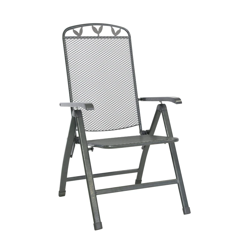 greemotion Toulouse Folding Chair in Plastic-Coated Steel, Garden Chair with 5-Way Adjustable Backrest, Weather-Resistant and Easy to Clean, Approx. 58 x 64 x 108 cm