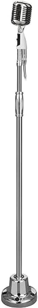 Pyle Retro Microphone and Stand, Vintage Style Dynamic Cardioid Mic with Adjustable Height Swing Stand, Professional Unidirectional Vocal Microphone with XLR Cable for Stage or Studio Use