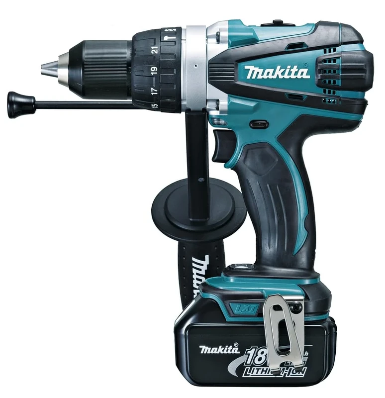 Makita DHP458RTJ 18V Li-ion LXT Combi Drill Complete with 2 x 5.0 Ah Batteries and Charger Supplied in a Makpac Case