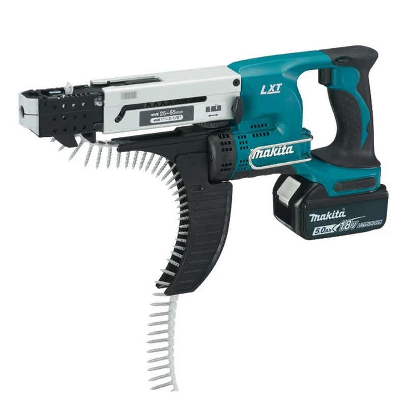 Makita DFR550RTJ Cordless Magazine Screwdriver, 25-55 mm, 18 V/5.0 Ah, 2 Batteries and Charger in Makpac, Pack of 1, DFR550RTJ