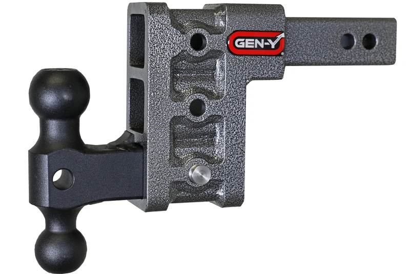 GEN-Y GH-513 MEGA-Duty Adjustable 5" Drop Hitch with GH-051 Dual-Ball for 2" Receiver - 16,000 LB Towing Capacity - 2,000 LB Tongue Weight