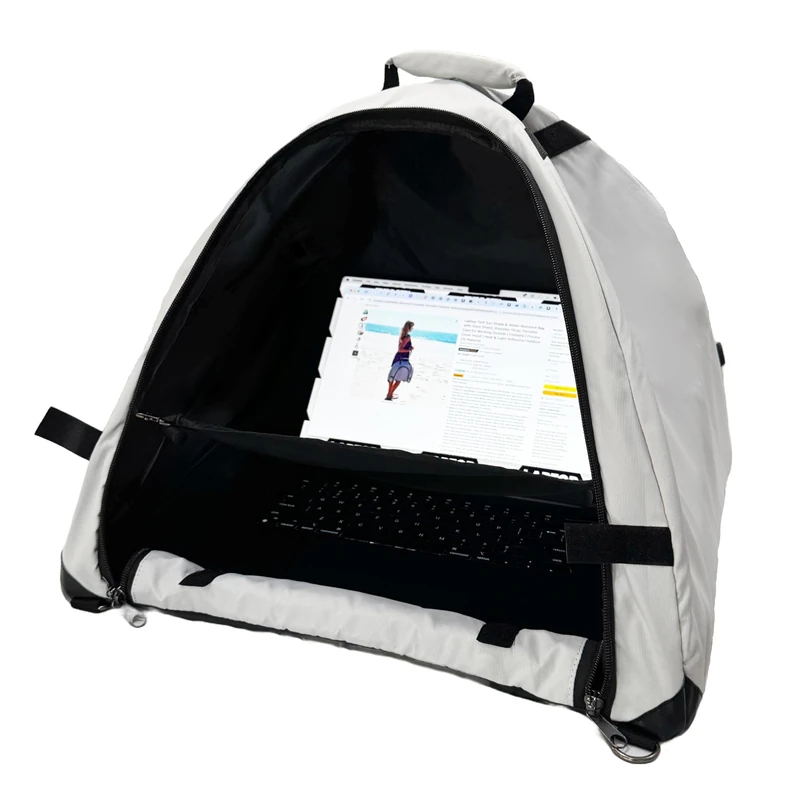 Laptop Tent Sun Shade & Water-Resistant Bag with Glare Shield, Shoulder Strap, Portable Case for Working Outside | Foldable | Privacy Cover Hood | Heat & Light Reflective Outdoor UV Material - Image 1