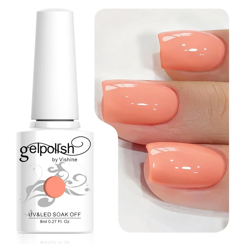 Vishine Brand Nail Varnish Gloss Polish 8ml Bottle UV Gel Polish Nail Manicure Lacquer Coral #121