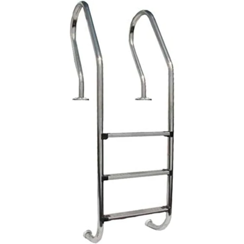 Gre 126674 Non-Slip Pool Ladder for Real Wood Pools with 3 Steps Stainless Steel 50 x 162.5 cm