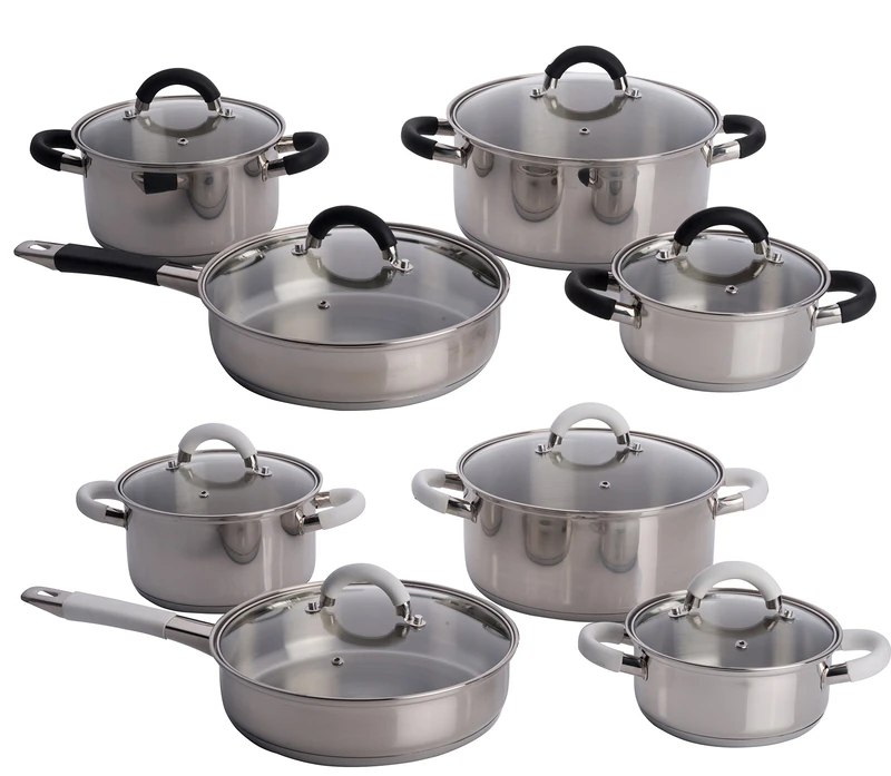 Edco Cookware Set SS 8pcs 2ass, Stainless Steel, Silver, 8-Piece