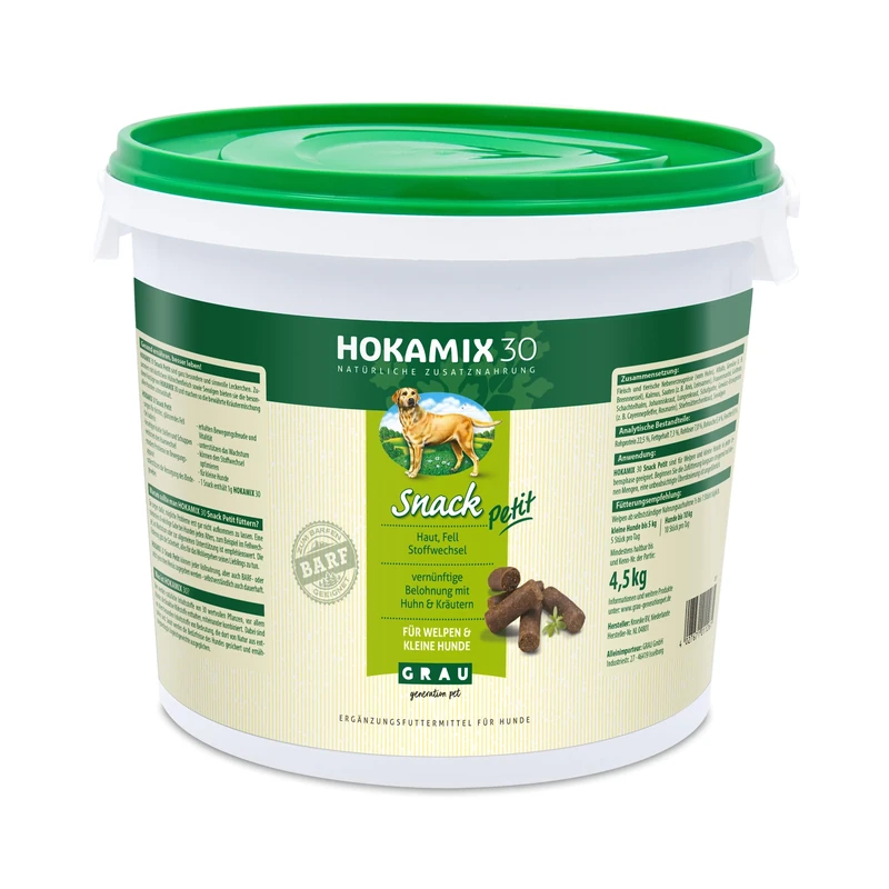 GRAU Original HOKAMIX30 Snack Petit, the Healthy Preventive Snack with 30 Essential Herbs, Pack of 1 (1 x 4.5 kg), Feed Supplement for Dogs