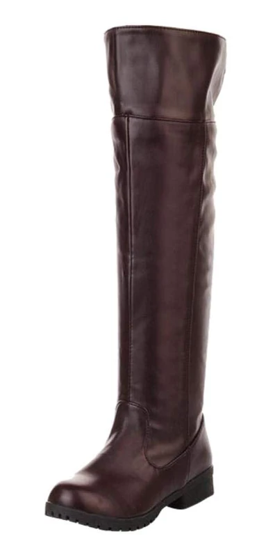 ACE SHOCK Men's Costume Boots Knee High Equestrian Riding Tall Boots Cosplay Shoes, Brown, 9.5 - Image 1