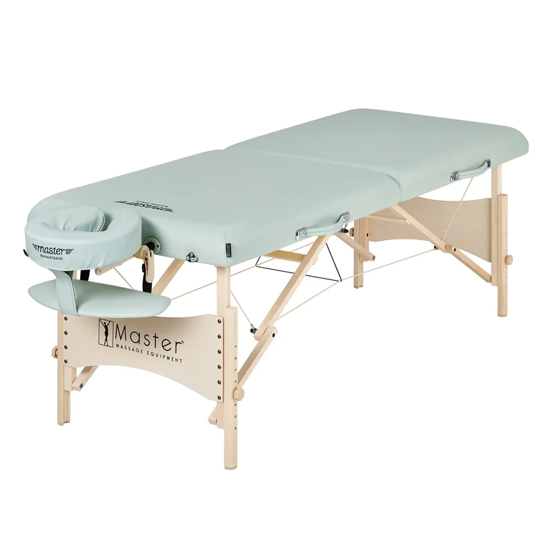 Master Massage 71cm Wide Lightweight Paradise Wood Portable Massage Table W/Carry Case, Capacity: 300kg Massage Couch Beauty Bed Tattoo Table, Mint Green