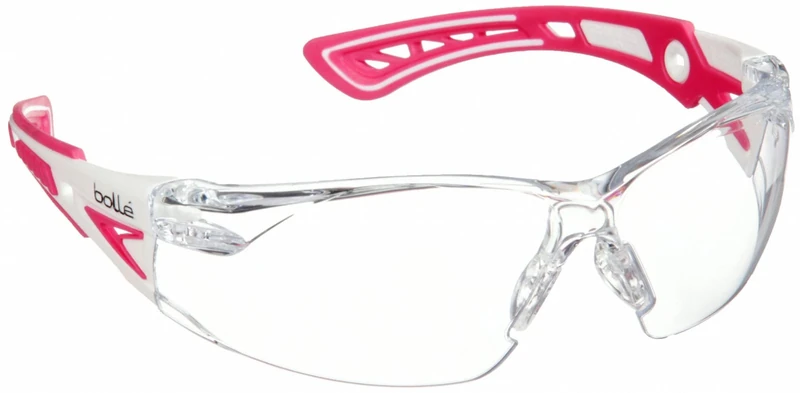 Bollé Bolle Safety 40254, Rush+ Small Safety Glasses PLATINUM®, Pink & White Frame, Clear Lenses