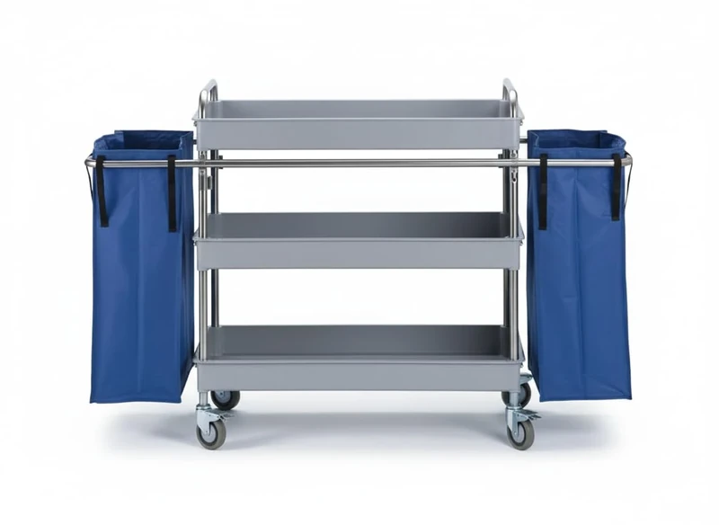 Jofel al50150 Cart Trolley Metallic, 3 trays LARGE AND 2 Bags of 75 L, Stainless Steel AISI 304