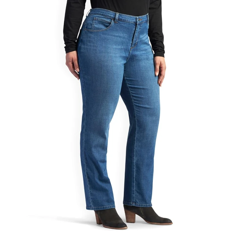 Lee Women's Plus Size Relaxed Fit Straight Leg Jean, Meridian, 28W Medium - Image 1