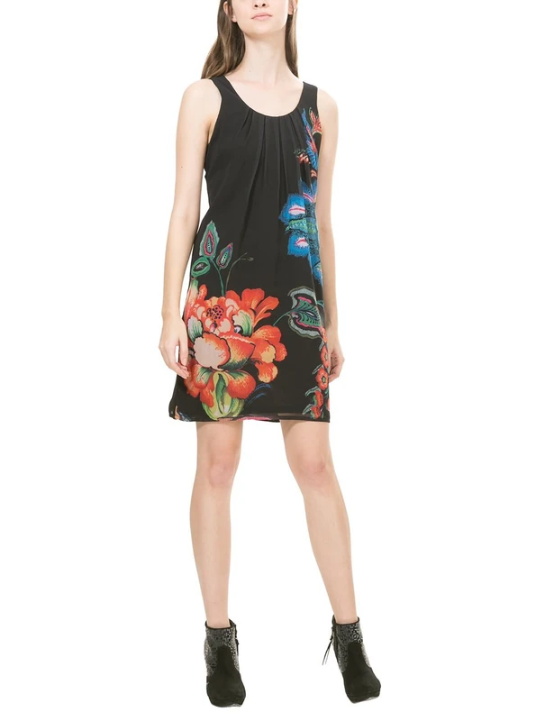 Desigual Women's VEST_CRISÓSTOMO Knee-Length A-Line Short Sleeve Dress, Black (NEGRO 2000), 10 (Manufacturer Size: 38) - Image 1