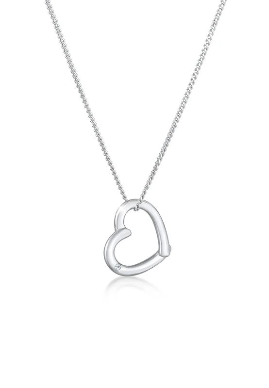 Elli DIAMONDS Necklace Women Heart Pendant Love Elegant with Diamond (0.015 ct.) in 925 Sterling Silver