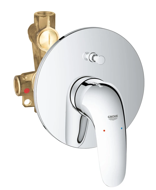 GROHE Eurostyle Single-Lever Bath Mixer A Chrome Wall-Mounted Trim Set for Concealed Installation 23730003