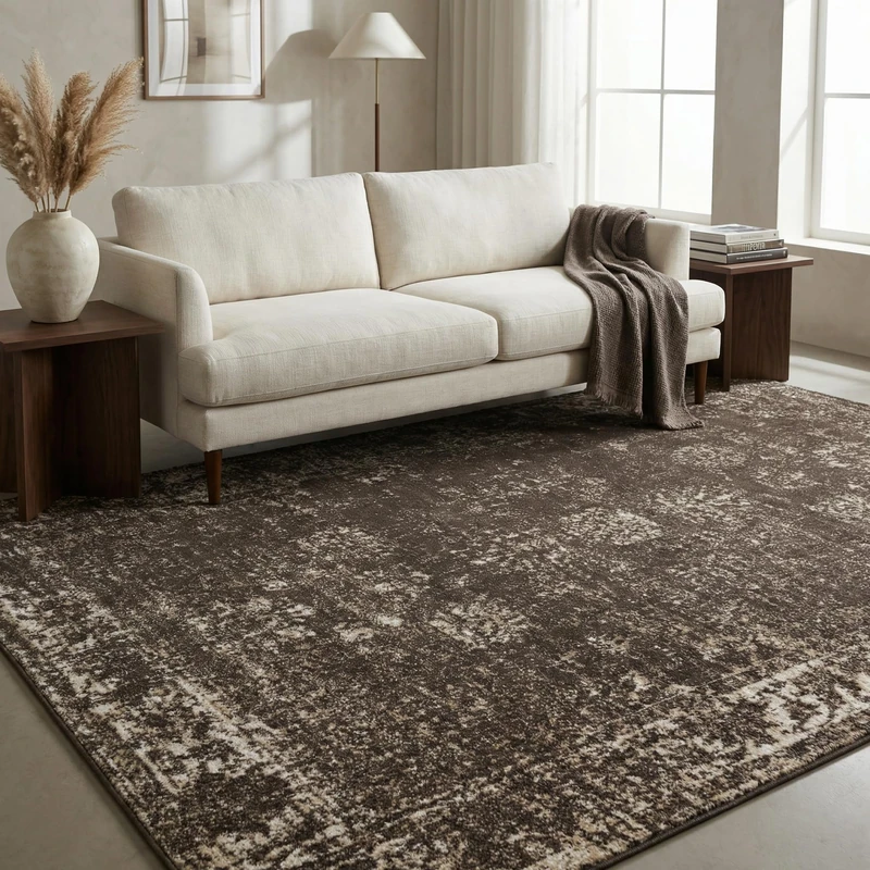 Unique Loom Sofia Collection Traditional Vintage Brown/Ivory Area Rug (155x245)
