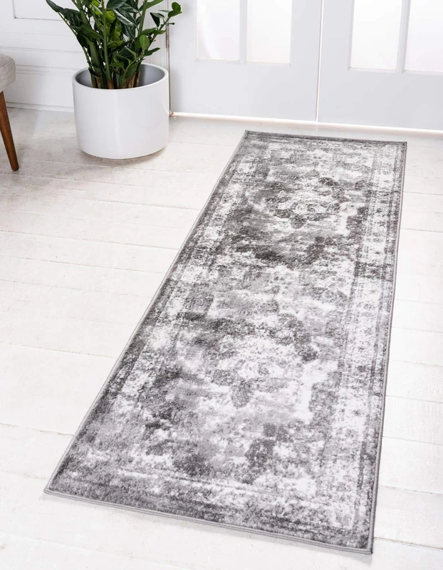 Unique Loom Sofia Collection Area Rug-Traditional Vintage Rug, French Inspired Home Décor (2' 0 x 13' 0 Runner, Gray/Light Gray)