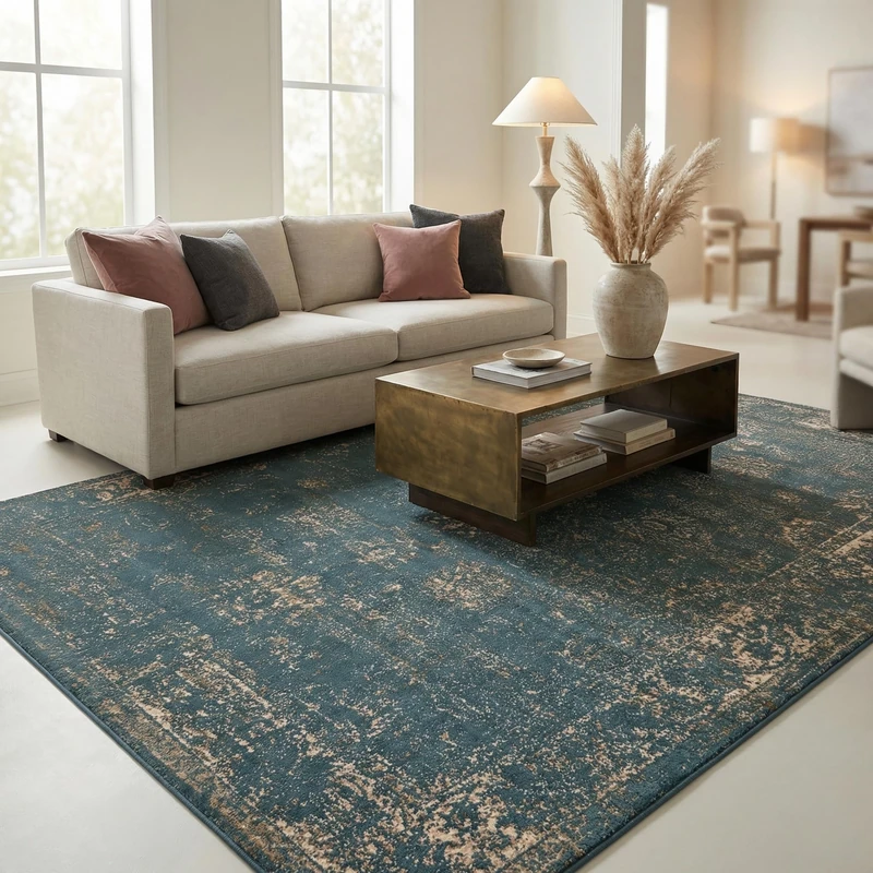 Unique Loom Sofia Collection Traditional Vintage Blue/Ivory Area Rug (155x245)