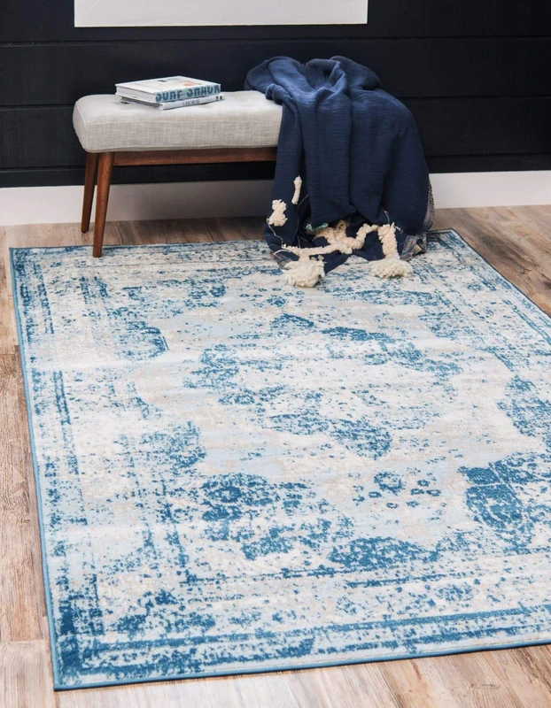 Unique Loom Sofia Collection Area Rug-Traditional Vintage Rug, French Inspired Home Décor (9' 0 x 12' 0 Rectangular, Blue/Light Blue)
