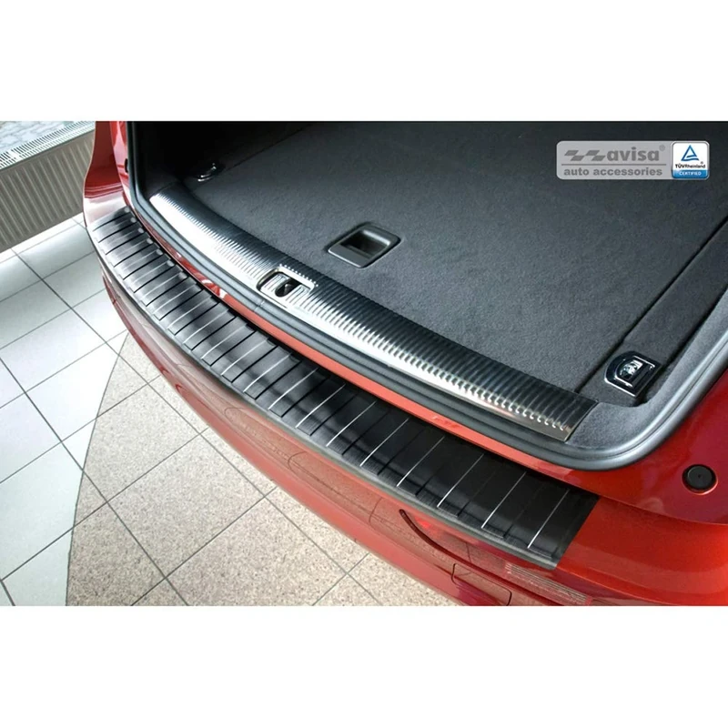 Avisa Black Stainless Steel Rear Bumper Protector Compatible with Audi Q5 2008-2012 & 2012- 'Ribs'