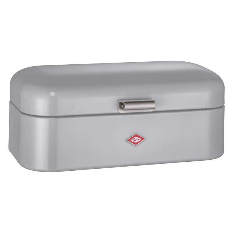 Wesco Grandy Bread Bin, Powder-Coated Sheet Steel 42.0 x 23.0 x 17 cm, Grey, powder-coated sheet steel, grey, 42.0x23.0x17.0 cm