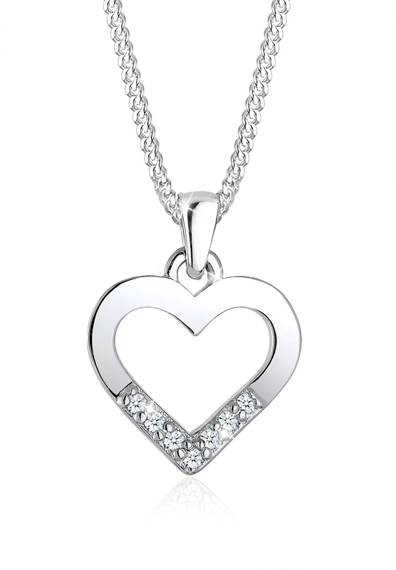 Elli DIAMONDS Necklace Women Heart Cut Out Pendant Love Elegant with Diamond (0.035 ct.) in 925 Sterling Silver