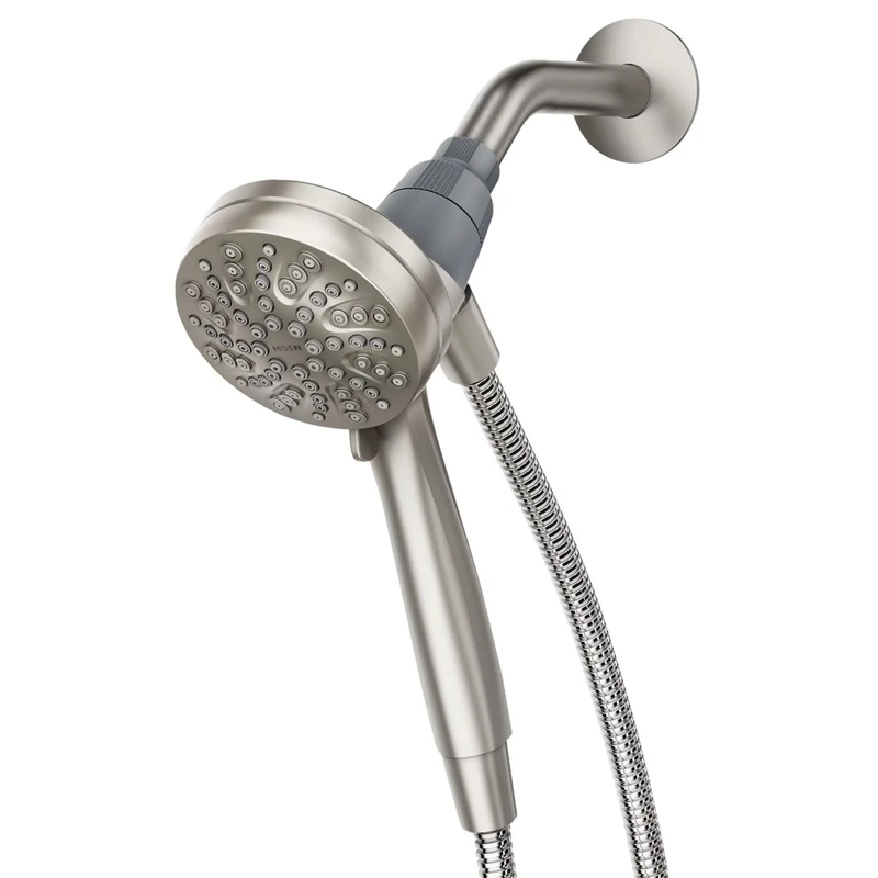 Moen Magnetix Six-Function Handheld Showerhead with Eco-Performance Magnetic Docking System, Brushed Nickel, 3.5" (26100EPSRN)