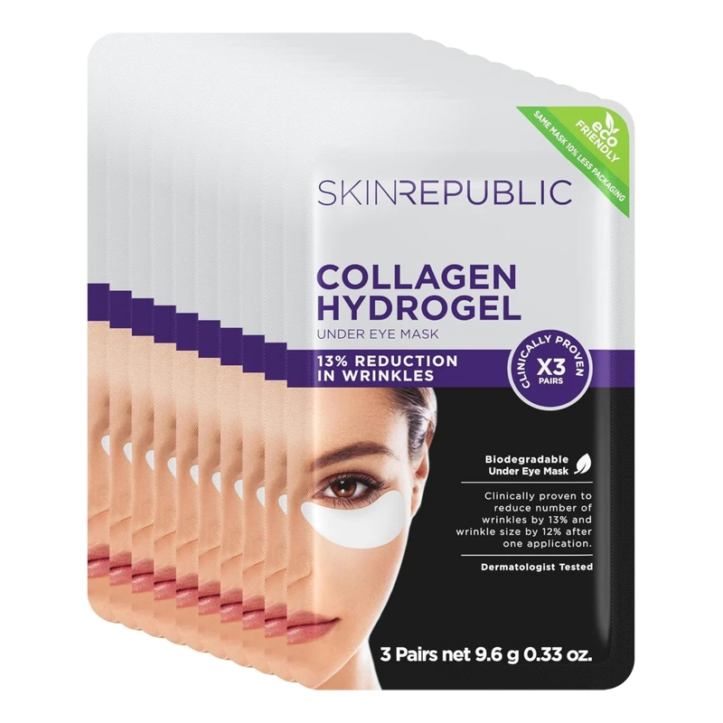 Skin Republic Collagen Eye Patches | Pack of 10 | Reduces Dark Circles & Undereye Bags | Helps with Fine Lines & Wrinkles for Younger-Looking Eyes