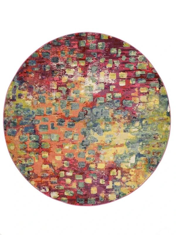 RugVista Davina, Rug, Modern carpets, Ø 8′2″ ft (Ø 250 cm), Round, Medium Pile, Living Room, Dining Bedroom, Kitchen, Dry Clean Only, oeko_tex_100, Multicoloured