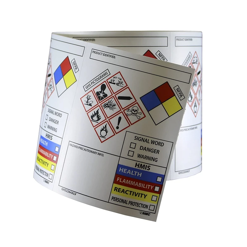 NMC GHS2264ALV GHS Secondary Container Label - [Roll of 250] 3 in. x 4 in. Pressure Sensitive Vinyl GHS Label