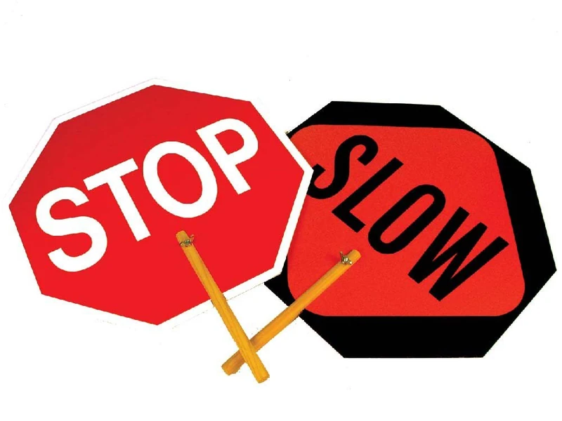 NMC PS1 Traffic Sign Message Only 10" Plastic Handheld Paddles - Image 1