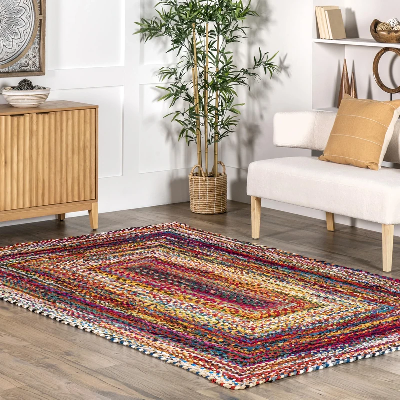 nuLOOM Tammara Bohemian Hand Braided Area Rug, 152 cm x 244 cm, Multi - Image 1