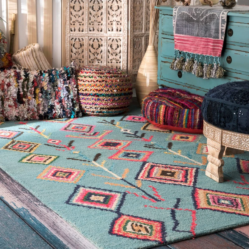 nuLOOM Hand Tufted Belini Area Rug, 5x8, Turquoise