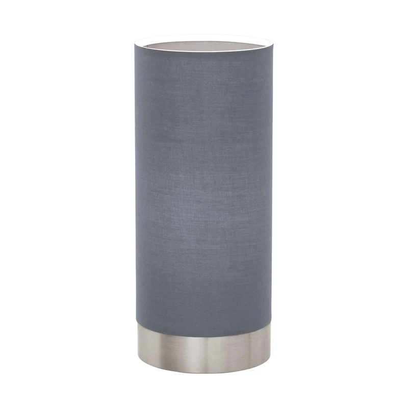 Eglo Bedside lamp Pasteri, Side Table Light Made of matt Nickel Steel and Grey Fabric, White Living Room Lighting with Touch, E27 Socket, H 8.9 inches