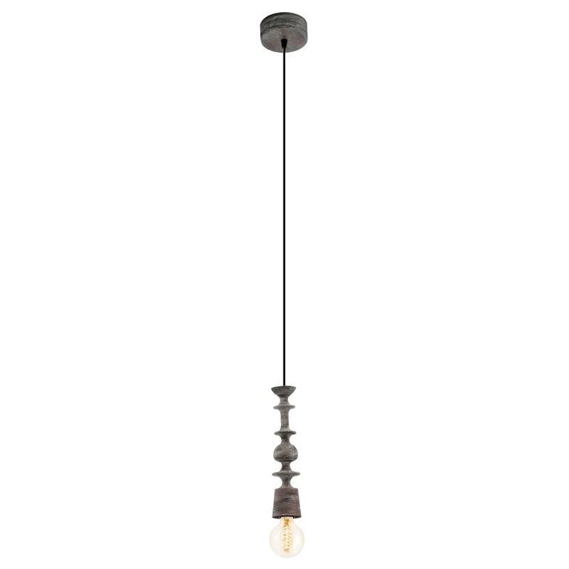 Eglo Pendant Lighting Avoltri, Ceiling Light Fitting, Hanging lamp for Dining and Living Room, Bulb Holder Made of Wood in Black Patina, E27 Socket