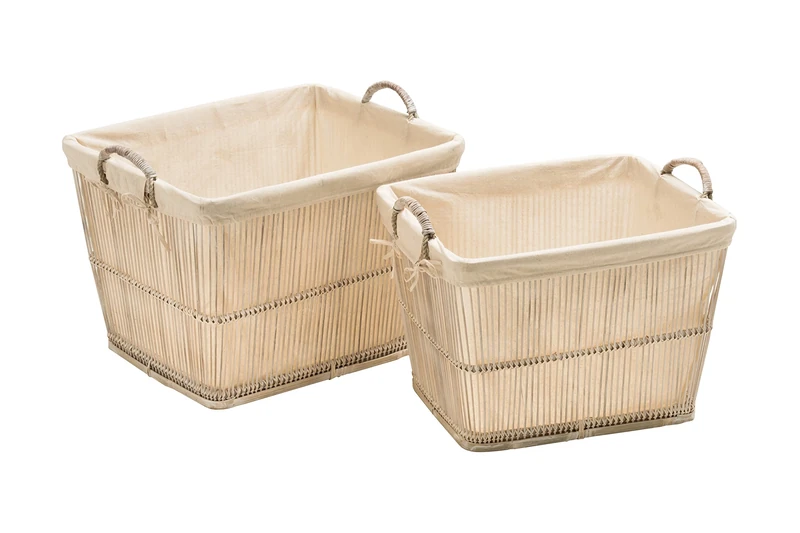Premier Housewares Storage Baskets, Bamboo, White, 40 x 50 x 38 cm