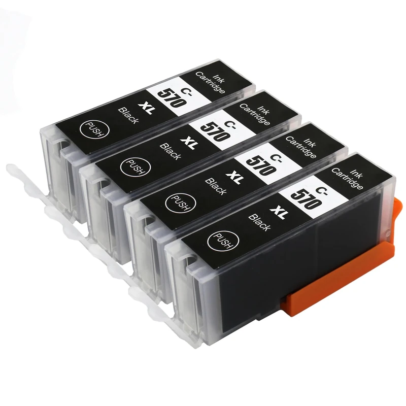 Go Inks 4 Black Ink Cartridges to replace Canon PGI-570Bk Compatible/non-OEM for PIXMA Printers