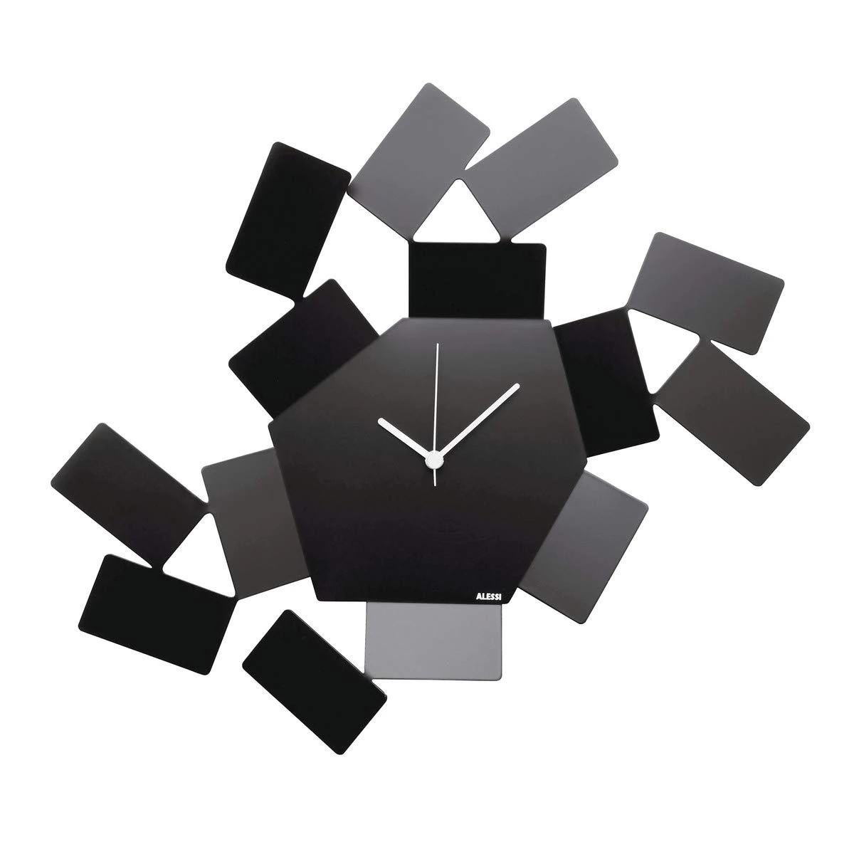 Alessi MT19 B La Stanza dello Scirocco Wall Clock-Steel Coloured with Epoxy Resin, Black, 46 x 33.5 x 4 cm