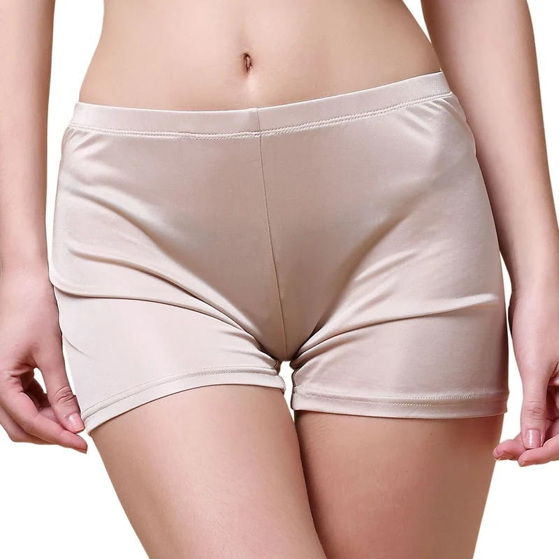 Women's Pure Silk Knit Boyshorts Under Panties 2301 [USM,Beige]