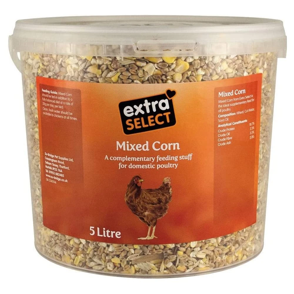 Extra Select Mixed Corn Poultry Feed Tub, 5 Litre (packaging may vary)