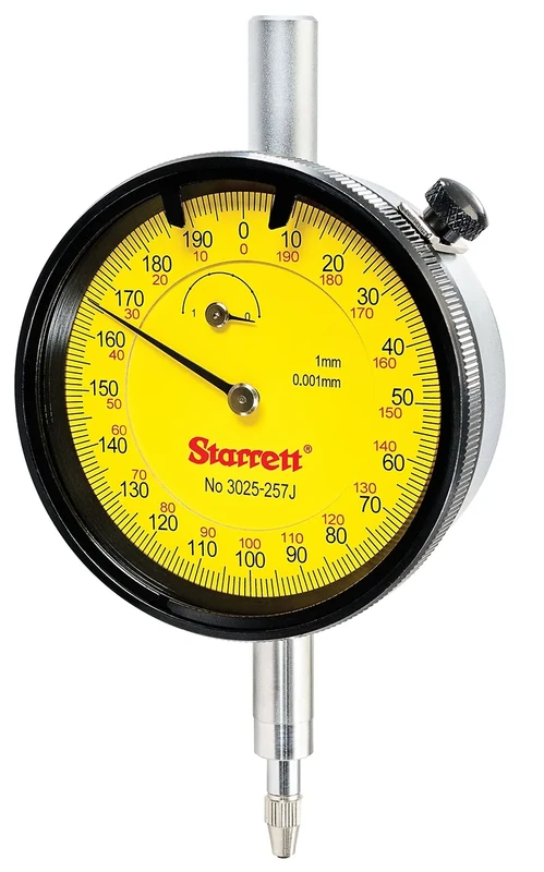Starrett 3025-257J Dial Indicator Range: 1mm, Dial Reading: 0 - 200
