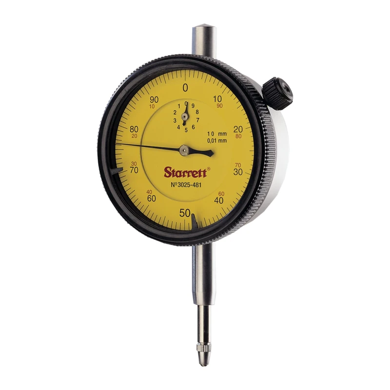 Starrett 3025-481 Dial Indicator - 10mm Range, 0.01mm Graduation