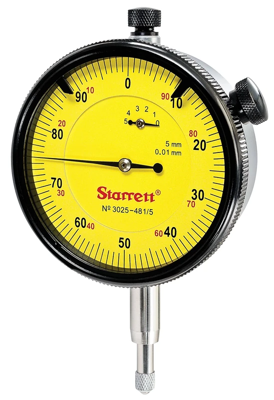 Starrett 3025-481/5 Dial Indicator, Range: 5mm, Dial Reading: 0-100