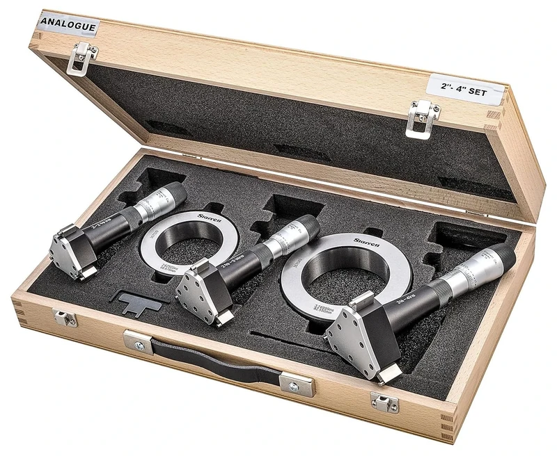 Starrett S78XTFZ Bore Gauge Set, 2 - 4” Range, w/3 Point Carbide Contact, Number of Heads: 3, Number of Rings: 2