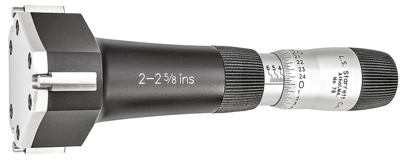 Starrett 78XTZ-258 Bore Gauge 2-2 5/8” Range, w/3 Point Carbide Contact