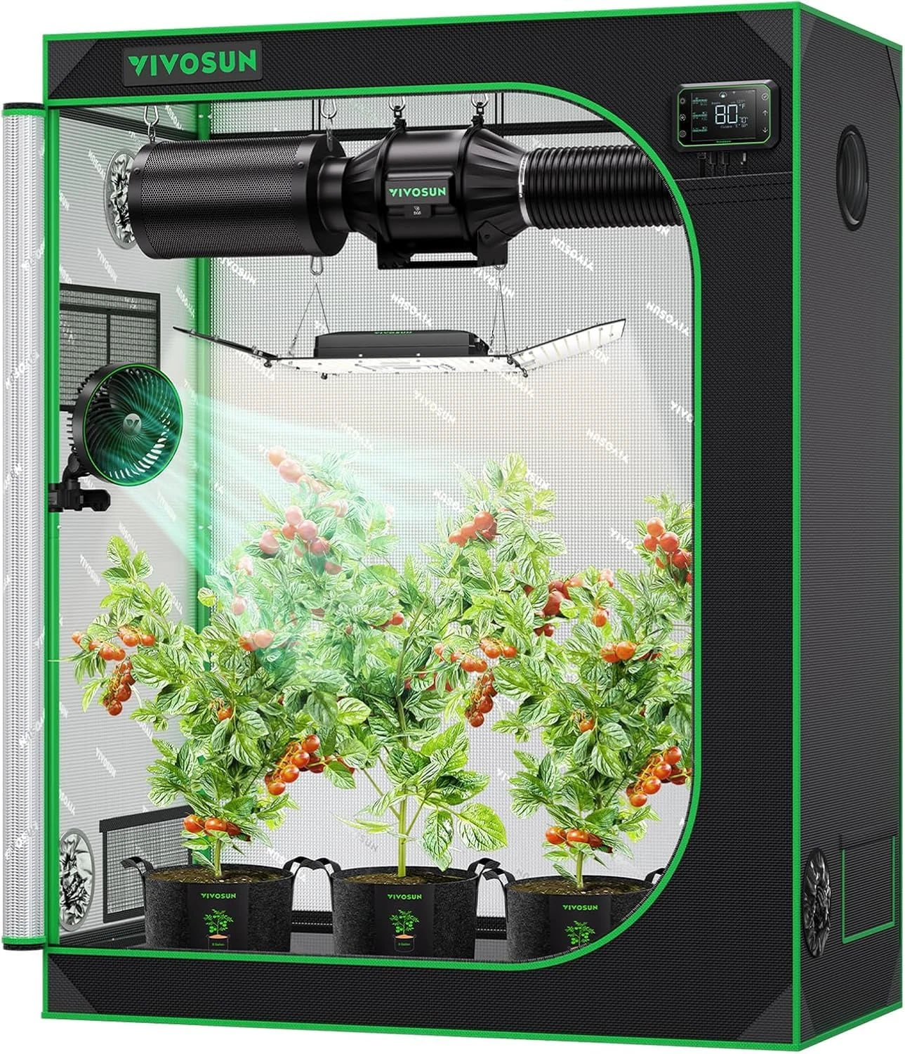 VIVOSUN Grow Tent 120 x 60 x 150 cm, Made of Highly Reflective Mylar, with Viewing Window and Base Tray for Hydroponics and Indoor Growing, S425, Suitable for VS2000