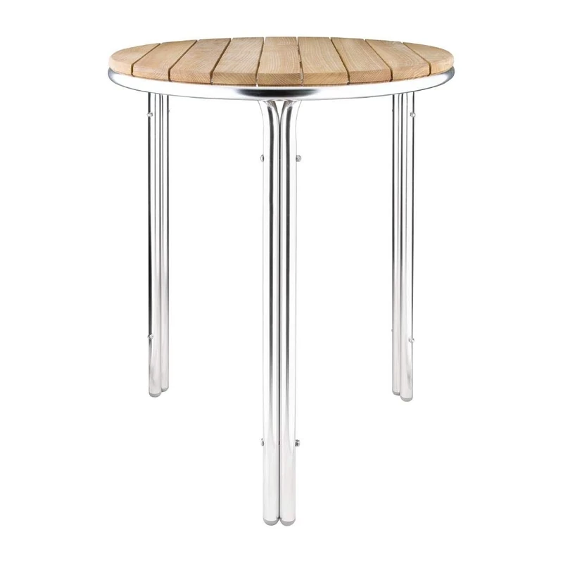 Bolero Round Ash and Aluminium Stacking Table 720X600mm Furniture Commercial