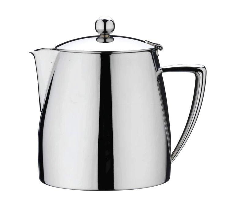 Café Stal DT-017 Art Deco 18/10 Stainless Steel Mirror Polished Tea Pot, 17oz, Silver