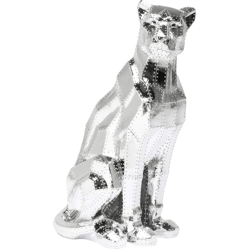 Kare Design Deco Figure Sitting Cat Rivet Accessories, Chrome, 43 x 36 x 82 cm