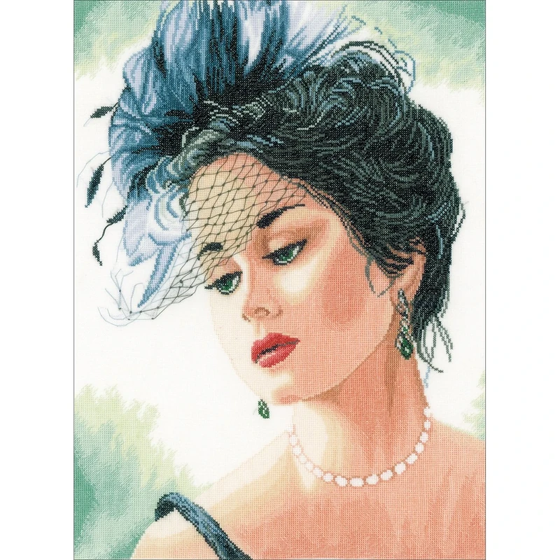 Lanarte Counted Cross Stitch Kit: Lady with Hat (Linen), Other, NA, 33 x 44cm