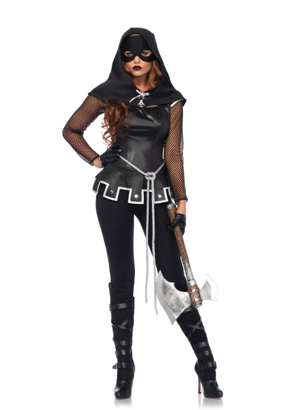 Leg Avenue 85570 Black/Silver Grim Executioner Fancy Dress Costume Set (Small/UK 6-8, 4-Piece)